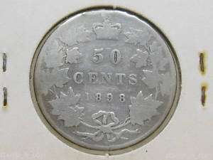 1898 Half Dollar 50c Canada Canadian Good+  