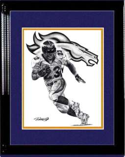 WILLIS MCGAHEE LITHOGRAPH POSTER PRT IN BRONCOS JERSEY  