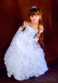   PAGEANT PRINCESS WEDDING PARTY HOLIDAY DRESS 567 WHITE SIZE 6 8  
