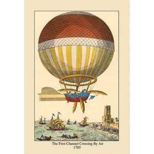  Vintage Art First Channel Crossing by Air, 1785   Ballon 
