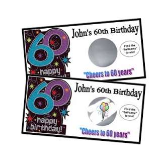 60th birthday scratch off game cards party favors  