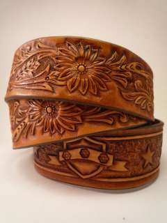 Leather Belt. Hand made, Tooled & Carved Western Style  