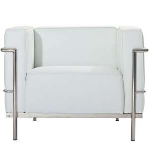  Le Corbusier Style LC3 Armchair in Genuine White Leather 