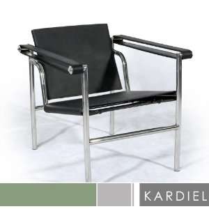  Le Corbusier Style LC1 Basculant Sling Chair, Black Saddle 