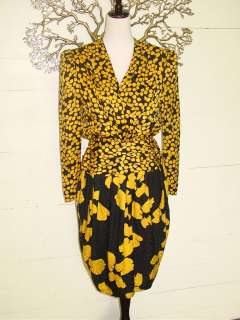 Vintage 80s Silk Diva FLoral Patterned Wrap Dress 8  
