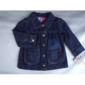 Carters Girls Long Sleeve Dark Blue Denim Snap Front Jacket (6 Months 