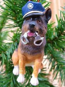 New Midwest Police German Shepherd K 9 Dog Handcuffs Christmas Tree 