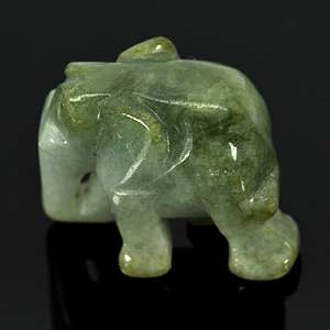 64.01 Ct. Adorable Natural Green White Elephant Carved Jade  