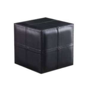  Modloft BCO190 C5 LUXO   Dacre Cube Pouf   Black Leather 