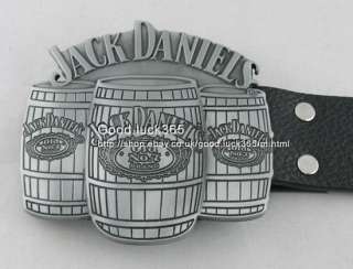 Jack Daniels Whiskey Oak Barrel Buckle + Leather Belt  