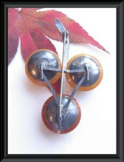   Modernist Art Deco Style Amber 830 Fine Silver Brooch Pin RARE  