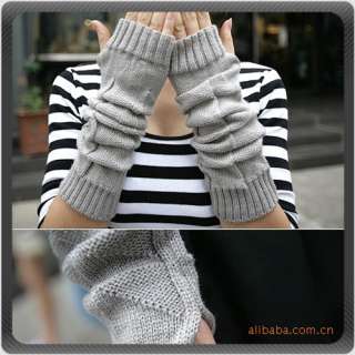 Long Knit Fingerless Woolen Gloves Mittens Arm Warmer  
