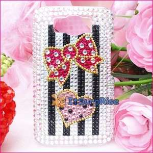Bling Diamond Bowknot Back Hard Case Cover For HTC HD2 T8585 LEO 