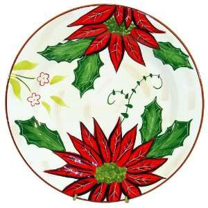  Ceramic Holiday Christmas Poinsettia Dinner Plate Kitchen 