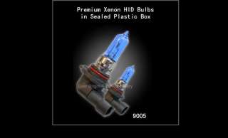 pair of 9005 xenon headlight bulbs in sealed plastic box