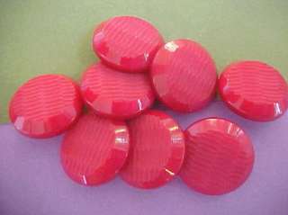 Vintage 10 BEET RED DISK CARVED PLASTIC BUTTONS  