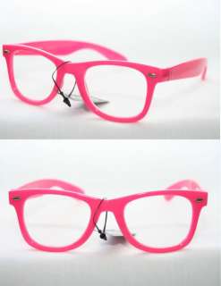 Wayfarer Nerd Glasses pink fuchsia Frame Geek Chic Retro 80s Vintage 