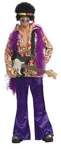60s Jimi Guitar Player Purple Haze Costume Adult MENS  