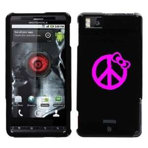  MOTOROLA DROID X PINK PEACE BOW ON A BLACK HARD CASE COVER 