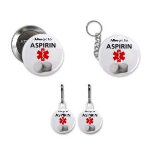  ALLERGIC TO ASPIRIN Medical Alert Button Zipper Charm Key 