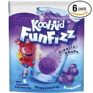 Kool Aid Fun Fizz Gigglin Grape, 0.52 Ounce Pouches (Pack of 6)