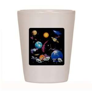    Shot Glass White of Solar System And Asteroids 