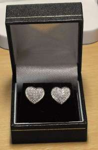9ct Yellow Gold Heart Real 1/2 Carat 50pt Diamond Cluster Earrings 