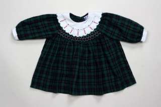   Flannel Smocked Hearts Carriage Boutiques Baby Girl Dress 9M  