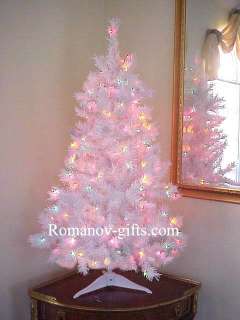 WHITE Designer Alaska Christmas Tree 4 Foot Pre lit with Multi Color 