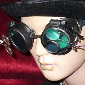   Goggles Glasses pewter green magnifying lens 2x 