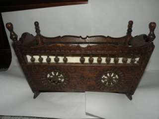 ANTIQUE ORNATE CARVED WOODEN DOLL CRADLE JACOBEAN STYLE  