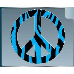  Zebra Striped Peace Sign vinyl decal sticker in Blue 4 