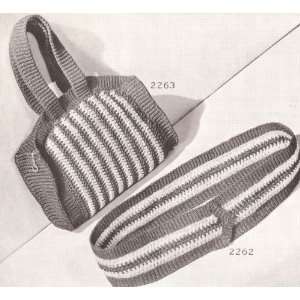Vintage Crochet PATTERN to make   Striped Bag Purse Belt Handbag. NOT 