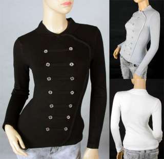 Sexy Ladies Party&Casual Knitting Body Shape Military Top Shirt 