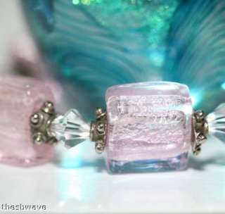 Burnished Pink Murano Glass Ice Cube Bracelet  