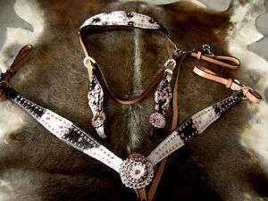 BRIDLE BREAST COLLAR WESTERN LEATHER HEADSTALL PINK  