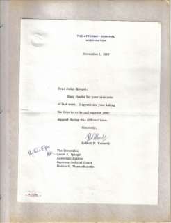 Robert Kennedy autograph letter AAU certified Nov 1962  