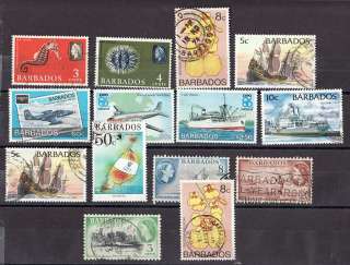 Barbados used postage stamps QEII ~ Ships ~ Planes  
