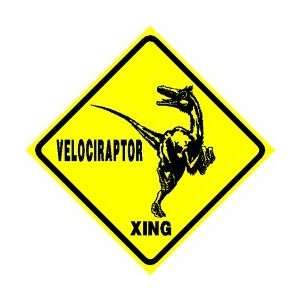  VELOCIRAPTOR CROSSING sign * street dinosaurs
