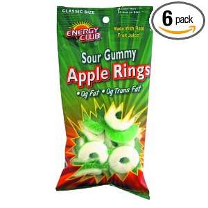 Energy Club Gummy Apple Rings, 8.0 Ounce Bags (Pack of 6)  
