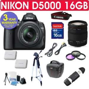  Nikon D5000 (IMPORT) + Sigma 18 200mm Lens + 16 GB Memory 