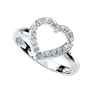    Size 08.00 Sterling Silver Cubic Zirconia Heart Ring Jewelry