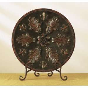  Tuscan Metal Charger Plate Medallion Plaque & Stand with 