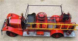 44.5 Antique Reproduction Tin Fire Truck Great Detail  