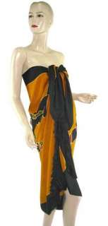 Brown Aborigines Batik Sarong Pareo Skirt Dress Shawl  