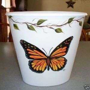 HAND PAINTED BUTTERFLY WASTE PAPER BASKET/MONARCH/SMALL  