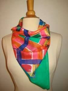TALBOTS Bright Color Abstract Print Square Scarf 31  
