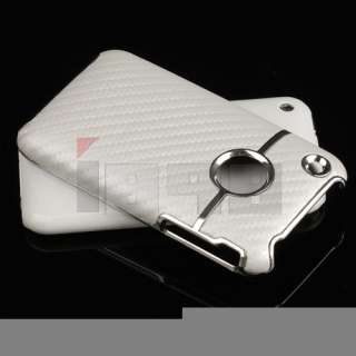 Deluxe White Carbon Chrome Hard Back Case Cover for Apple iPhone 3G 