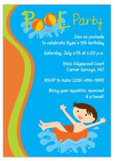 Pool Splash Birthday Party INVITATION CUSTOM  