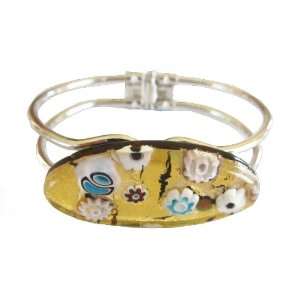  Gold Flower Venetian Murano Glass Bracelet Jewelry